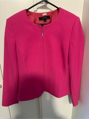 Tahari Hot Pink Zip-Front Blazer